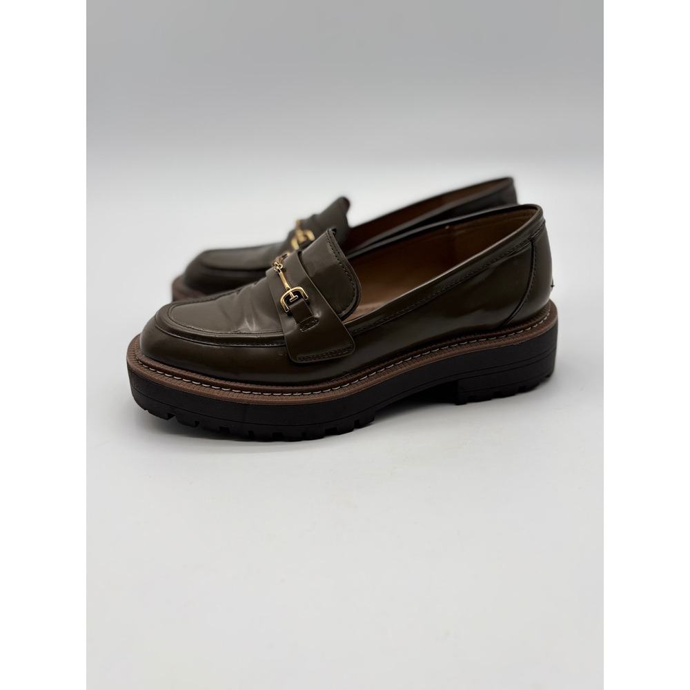 Sam Edelman Laguna Lug Sole Horsebit Loafers Olive Brown Leather Womens 7 - Picture 3 of 7